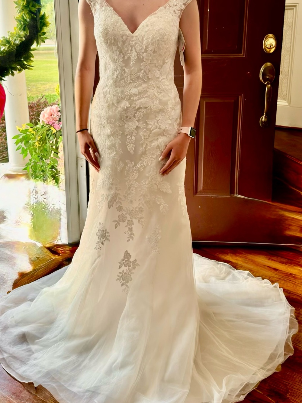 Oleg Cassini Lace Bridal Gown/CWG996 Ivory/White Fabric